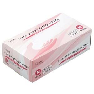 シンガーナチュラルグローブNR　粉無しタイプ　100枚入　Mサイズ 【使い捨て手袋】