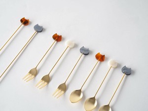 アクリルカトラリー　ネコ（マーブル）　シロ