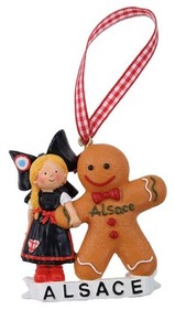 Alsace アルザス　民族衣装の女の子とジンジャーマンのオーナメント　■ドイツ直輸入