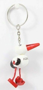 ドイツ直輸入　Alsace 木製コウノトリ　キーリング　12cm