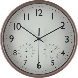掛時計 温湿度計付 ミエル Φ25 BR 28199