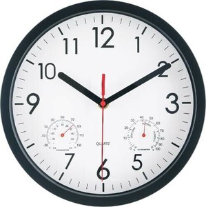 掛時計 温湿度計付 アーバン 25cm BK 37860