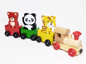 汽車の木製レトロアニマルおもちゃ【森の汽車ぽっぽ】アニマル（クマ、パンダ、トラ）
