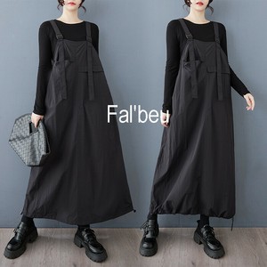 【新作】ドロストバルーンワンピース　ジャンスカ　ノースリーブ　ポケットデザイン
