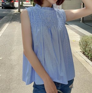 2025年新商品 衬衫 抽褶 褶皱领 竖纹 衬衫