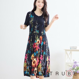 【2025新作】【M〜L】華やか花柄プリーツワンピース(N82-283)（1号店）FM1
