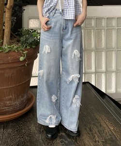 【2025春夏新作】リボンのお飾りデニム