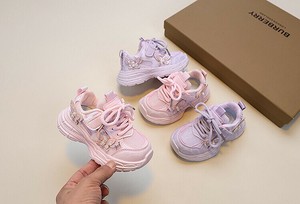 【最新作KIDS'】【履き心地抜群！超売れ筋】　韓国最新パールバタフライモチーフキッズスニーカー