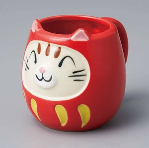 猫だるま 赤マグ[日本製/美濃焼/洋食器]