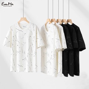 コットン半袖Tシャツ シンプル カジュアル 無機質    EH1812【2025SS】
