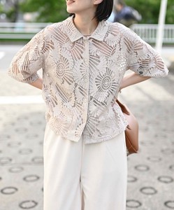 レースハーフスリーブシャツ