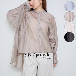 【2025SS新作入荷】Aラインヘムテールカットシアーシャツブラウス　 skypink東京