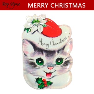 ■2025X'mas　先行予約■　メタルダイカットポストカード X'mas　キャット＆ポインセチア