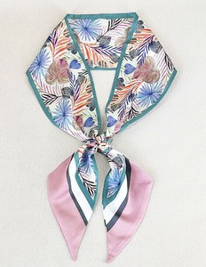 【セール】男女兼用 リバシーブル プリント柄入り  ロングシンプルスカーフ/ヘアリボン　全2色　7975