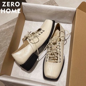 スクエアトゥ マリージェーンシューズ 厚底4cm バレエシューズ風 浅口パンプス