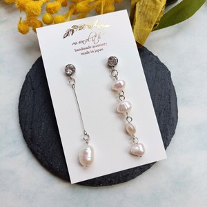Pierced Earrings Silver Post Asymmetrical