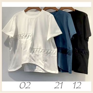 11872  クロスデザイン切り替えTシャツ　レディス