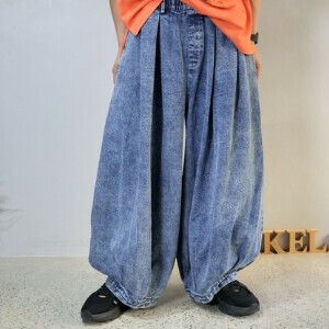 デニムケミカル加工タックワイドパンツ（denim tuck wide pants）2025SS