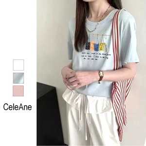 【新作】バック柄プリントカットソー　Tシャツ　コットン100　　3色展開
