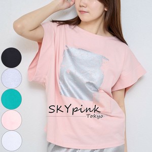 【2025SS新作入荷】箔プリントTシャツ　カットソー　SKYpink東京