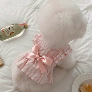 服 ワンピース 薄手 リボン 可愛い  ストライプ 無地   犬用  ペット用品   DYLA157
