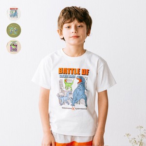 恐竜プリント半袖Tシャツ N34880  本体綿100％、3柄込み、サバイバル、宇宙、バトル、通園通学、カジュアル