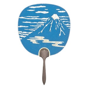 日本製(MADE IN JAPAN)  うちわ 富士 (青) 片面透かし 2165