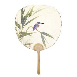 日本製(MADE IN JAPAN)  大型うちわ 花鳥 カワセミ 1365