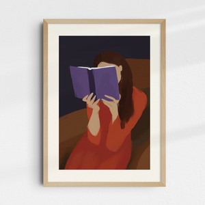 アートポスター【 illustration art 本を読む女性 】サイズ豊富 イラストレーションアート