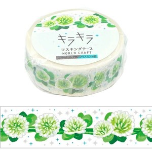 WORLD CRAFT Washi Tape Kira-Kira Masking Tape White Clover