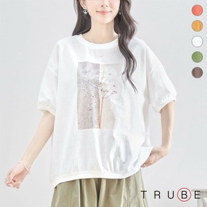 【2025新作】【L〜LL】自然モチーフプリントカットソー(N12-711)(7号店)FM7