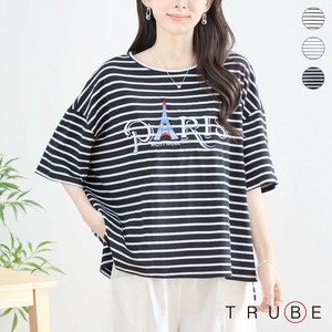 【2025新作】【M〜L】エッフェル塔刺繍ボーダーTシャツ(N13-211)(1号店) FM1
