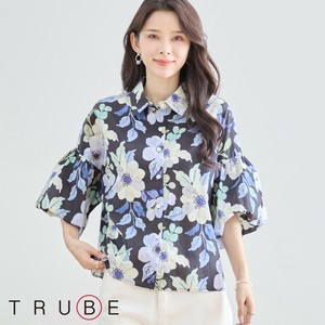 衬衫 泡泡袖 Design L尺寸 花卉图案