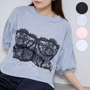 【2025SS新作入荷】ビスチェプリント裾前後差袖シャーリングTシャツ　　 skypink東京