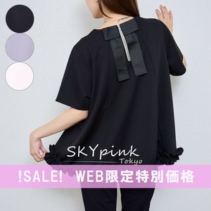 【WEB限定特別価格】バックリボンンデザインファスナー裾フリルトップス　　 skypink東京