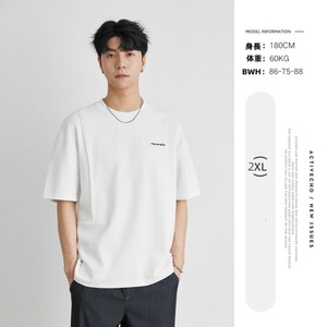 P21628 刺繍 トップス カジュアル 半袖 レトロ 韓国風 Tシャツ メンズ 男 2025春夏新作