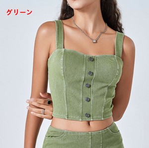 ベスト デニム サスペンダー  美背 無地 快適 レディース ファッション  MBQ409