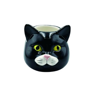 キャットセラミック フラワーポット(S) クロ 4009566-01