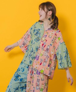 花×おしゃれネコ バイカラー切替シャツ