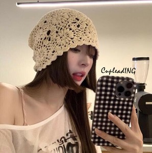 【定番商品】激安セール 手編み バンチ巻き帽子 薄手 抜き 毛糸帽 レトロ 文芸 ニット帽 大人気