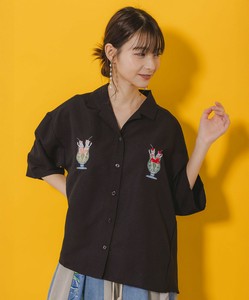 レトロなネコソーダ刺繍シャツ