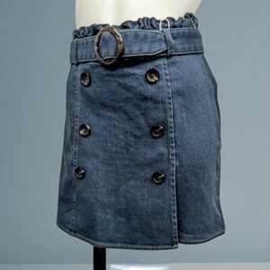 キッズサイズ・150cm　女の子用　スカート風ストレッチデニムショートパンツ