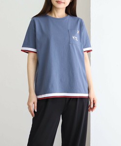 【再入荷】大人気ワンコポイント、ライン入りクルーネック半袖Tシャツchouchou（シュシュ）2025新作春夏ss