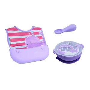 トドラーセルフフィーディングセット シリコン食器セット くじら MMTSF-WL