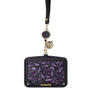 パスケース La Roseraie Black×Purple IDP-Rose06