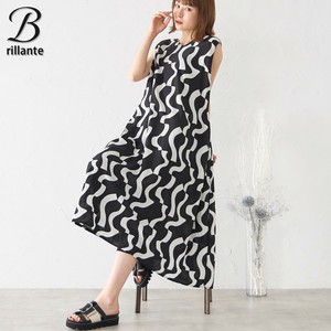 波波プリントノースリーブ　接触冷感レーヨンワンピース　2025新作 BRILLANTE東京（197851）