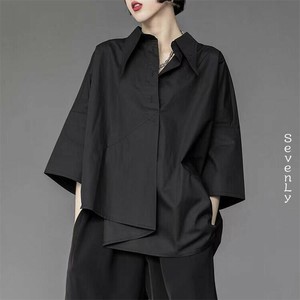 ＜SALE＞アシンメトリー7分袖 ブラウス 白「2025新作」