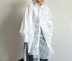 限定販売 ゆったりロングシャツ ブラウス 白「2025新作」
