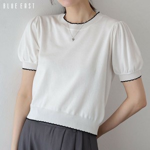 Sweater/Knitwear Color Combination Knit Short Sleeve Scallop [2025 NEW]