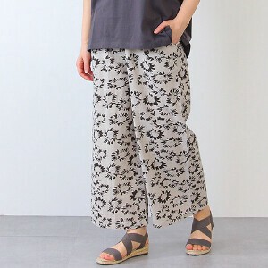 Full-Length Pant Floral Pattern Cotton Linen Linen Cotton Wide Pants [S/S NEW]
